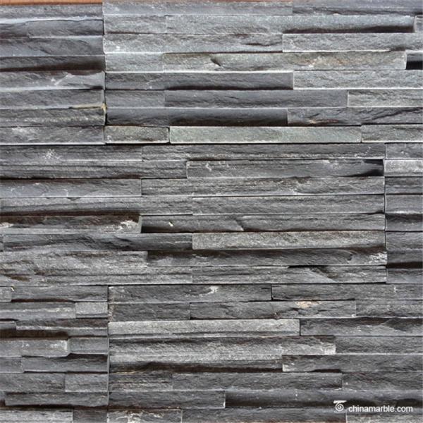 Quartzite Stone Veneer Fine Strip Thin Slate Stone Veneer Black Color