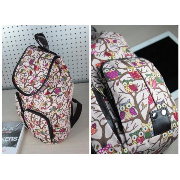 European and American cloth national wind shoulders rucksack diamond owl pattern leisure travel