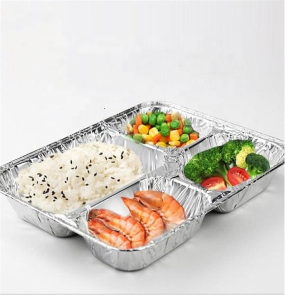 Convenient divided lunch box of aluminum foil tray take-out aluminium food