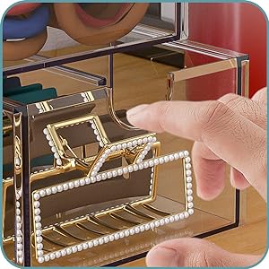 Clear Containers For Hair Accessory Organizing, Plastic Hair Accessory Organizer Box With 5 Drawers, Hair Accessory