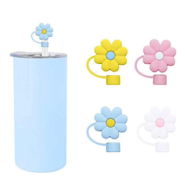Diferentes flores de silicona de paja de paja de sombrero de sombrero Toppers Caps para la copa Tumbler
