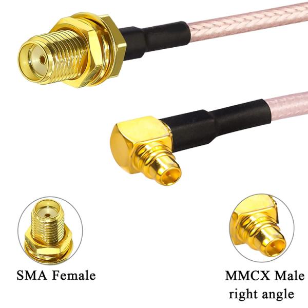 RG316 90 Degree Right Angle MMCX Male to SMA Female Antenna Pigtail RF Coaxial Cable