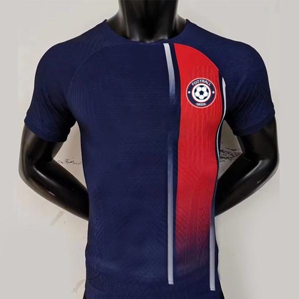 Camisa de futebol OEM Camisa de futebol Branco Azul e Vermelho Uniforme de treinamento de futebol