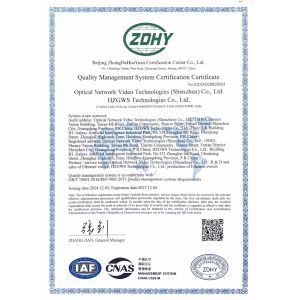 Optical Network Video Technologies (Shenzhen) Co., Ltd. Certifications