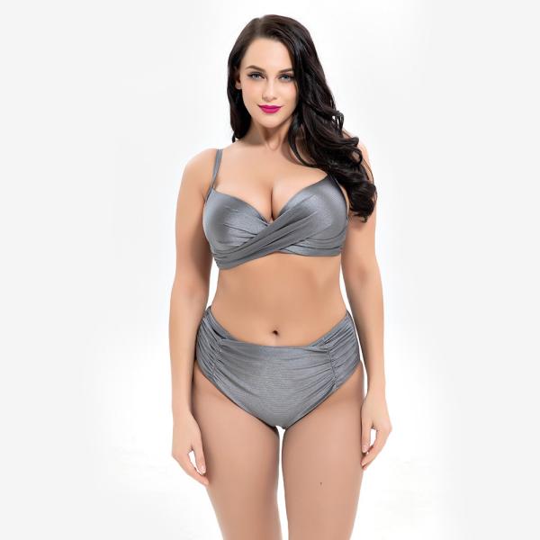 2019 New Plus Size Two piece Swimsuit solid color Swimsuit Women Push up 1929