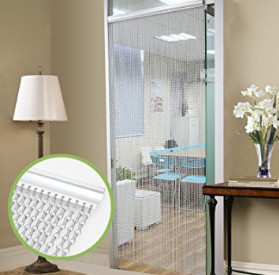 Silver Aluminum Chain Fly Screen Strip Blinds Bug Blind Keeps Out Flies Wasps Pest Insect & Bees 90x215cm
