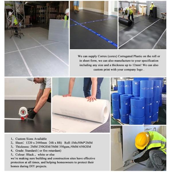 1mx50m Blue Correx Floor Protection , Corrugated Plastic Floor Protection Roll