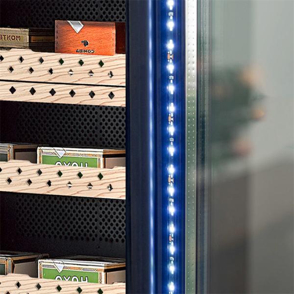 Cabinet de humidificador para refrigeradores de cigarros de madera negra de gran capacidad
