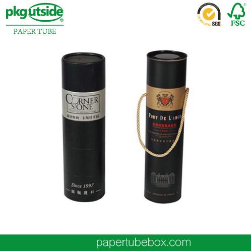 Kraft Paper Cylinder Wine Gift Tube Elegant Design Embossing Stamping Logo