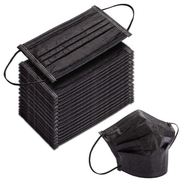 17.5x9.5cm Disposable Black Face Mask / Black Earloop Mask For Building Site