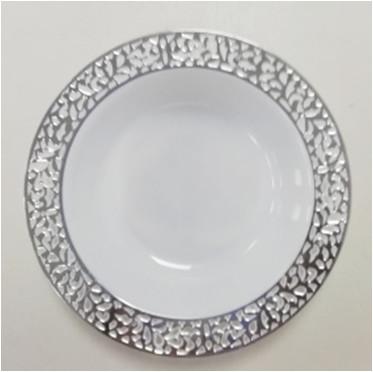 Food Grade 7.5Disposable Plastic Salad Fruit  Bowl With Wide Rim Gold Plastic Royal Dessert Bowls