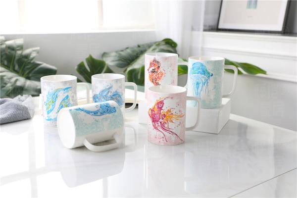 400ml Colorful Celaylinder Ceramic  Fine Porcelain Coffee Mugs