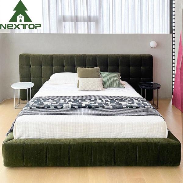 Modern Hotel Resort Bedroom Furniture Sets King Size Luxury Green Velvet Beds