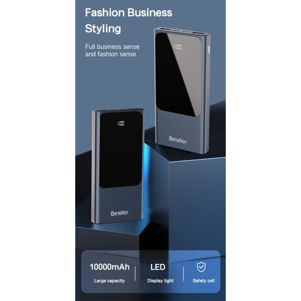 Double Usb Portable Power Bank Lightweight 10000Mah With LED Display Light