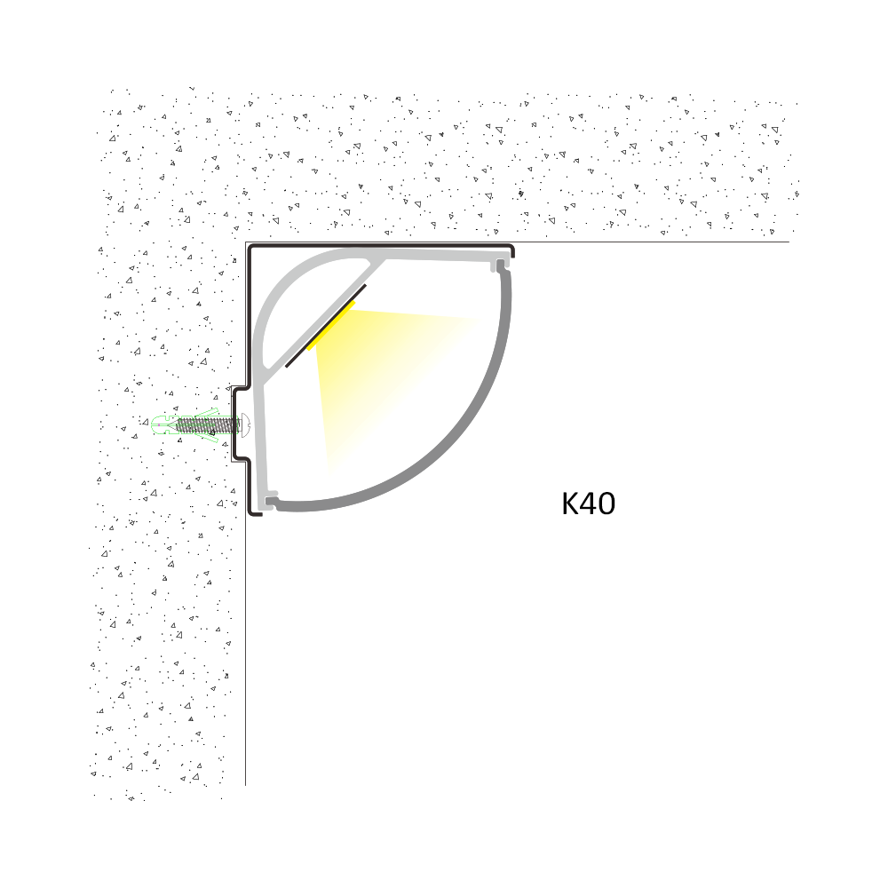 6063 Aluminium Alloy LED Strip Aluminium Profile with 90° Corner Installation and Sandblasting Oxidation