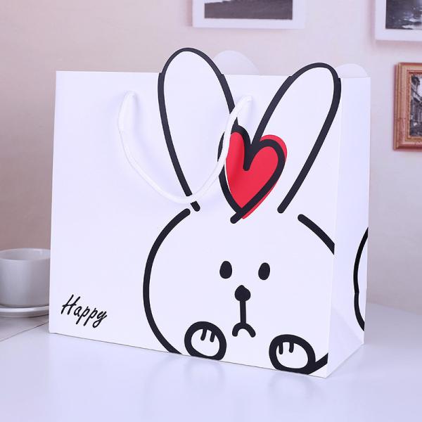 Fancy Coloured Personalised Paper Bags Screen Printing With Cord Handles