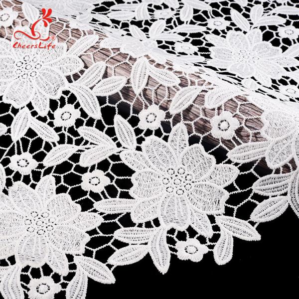 125cm Width Water Soluble Floral Embroidery Fabric With Sequins