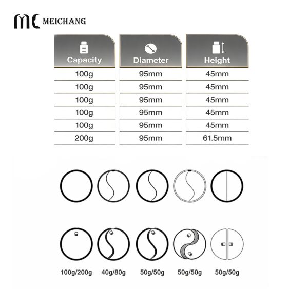 40ml+60ml / 50ml+50ml Customizable Dual Compartment Acrylic Cream Jar for Cosmetic Packaging