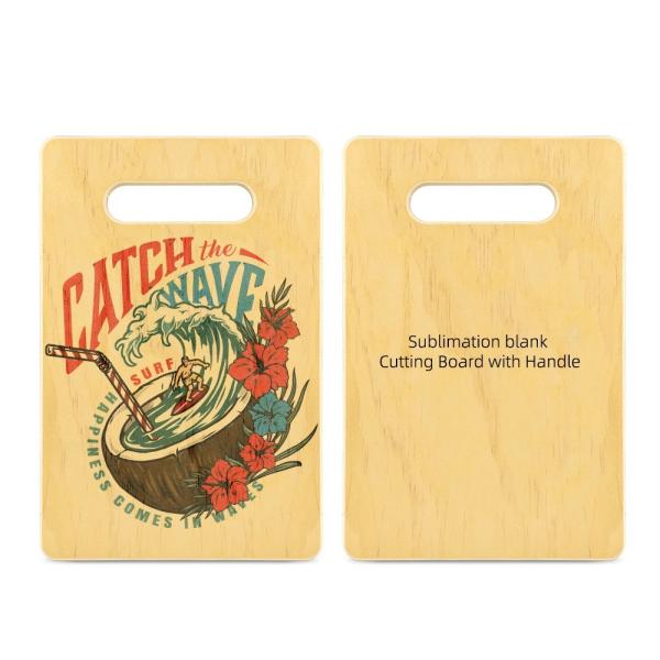 Planche de coupe en bois de bambou sublimation personnalisée avec poignée pour cuisine
