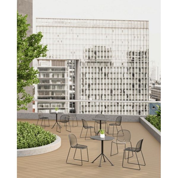 Rounded Outdoor Chair And Table Metal Mesh Outdoor Chairs Stackable For Garden And Cafe