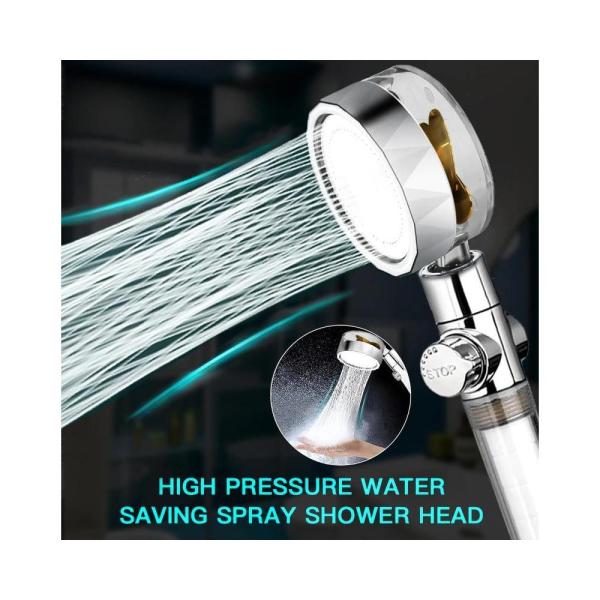 Bathroom ABS 360 Degrees Rotating Turbo Fan And Filtered Water Saving Clear Shower Head With Handheld