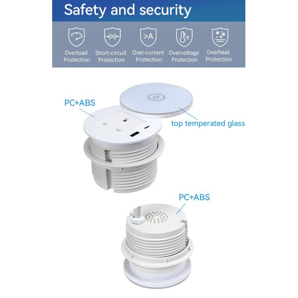 ODM Recessed Desk Power Grommet UK Outlet 125V Flame retardant