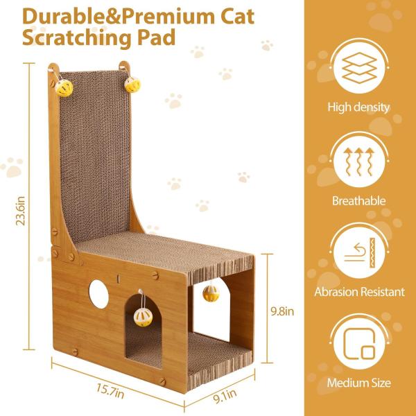 Chair Cat Nest More Than One Cat Scratcher, Cat Scratching Board, L Shaped Vertical Cat Scratcher for Wall and Couch Protection