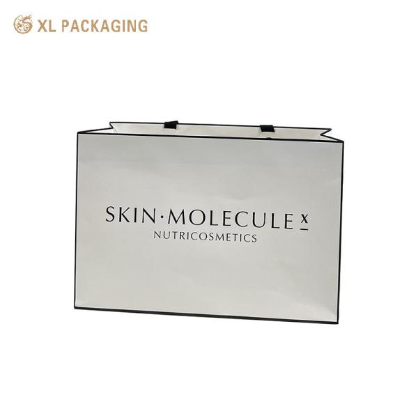 Custom Logo Luxury Cosmetic Paper Bag with 350gsm White Cardstock, Matte Lamination & Cotton Handles