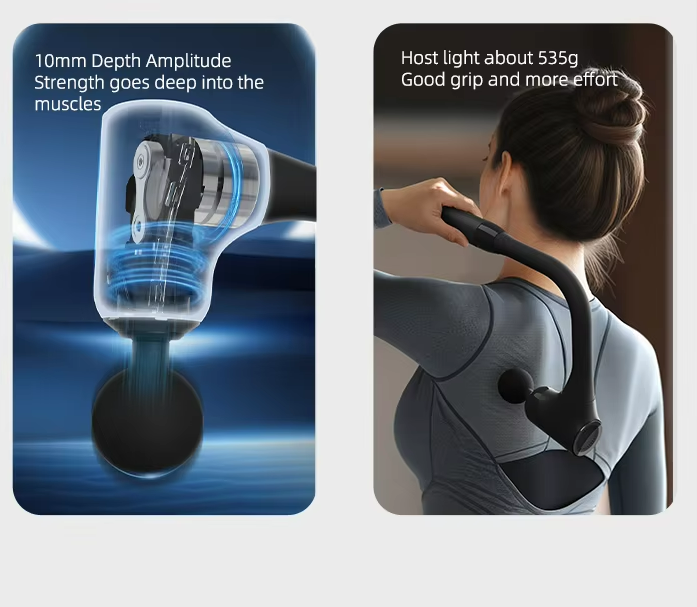 Wireless Electric Massage Hammer with Deep Tissue Muscle Vibration and Multiple-level Adjustment Featuring 4 Massage Heads