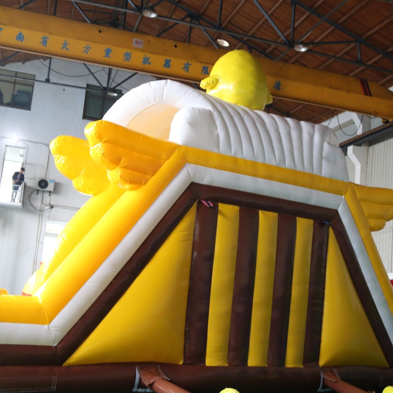 Yellow Circus Theme Inflatable Bounce House and Slide Combo for Kids Parties and Parks