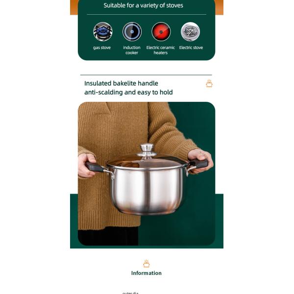 High Quality Home Kitchen Cooker Pasta Pot Stainless Steel Soup Stock Pot Induction Cooking Pot With Lid