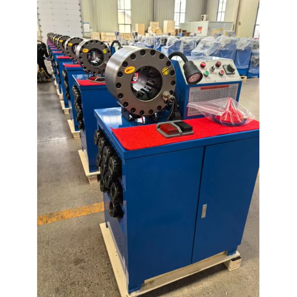 2 Inch 600T Crimping Force Blue Color Crimping Size Reach 2.5 Inch With Fast Change Mould Tools Rubber Hose Crimping Machine With 6-51mm Range And 10 Interchangeable Dies