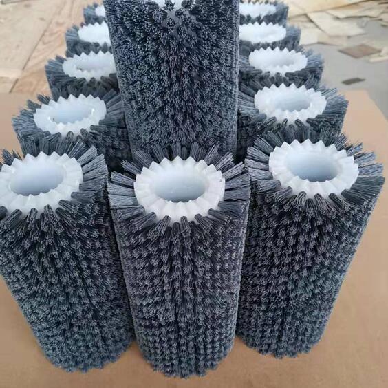 Abrasive Nylon Bristle Zig Zag Connection Roller Brushes For Wood Polishing