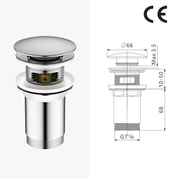 Brass Pop Up Sink Drain Electroplating Effortless Water Flow Anti Corrosion
