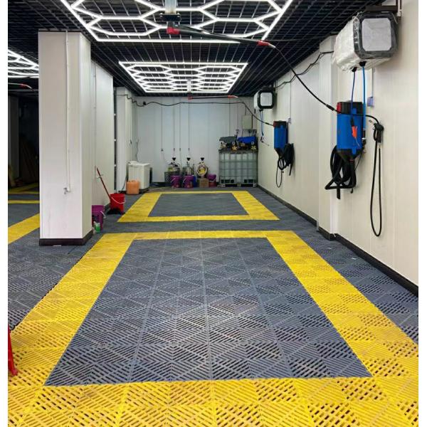 Interlocking Plastic PP Carwash Grating Floor 1.8cm Thickness for Garage Decking Tiles