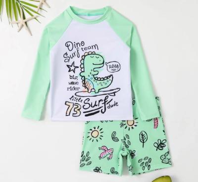 Green Cute Uv Upf 50 Boys Swimwear Sets For Vibrant Children