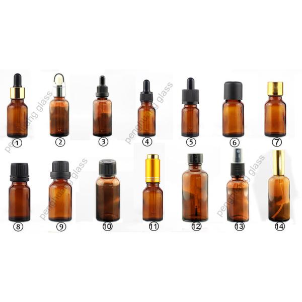Square Glass Amber Essential Oil Bottles 15/25/50/100ml With Gold Dropper