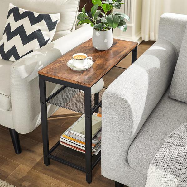 3-tier Side Table, End Table with 2 Metal Shelves, Industrial Side Table for Living Room, ULET34BX