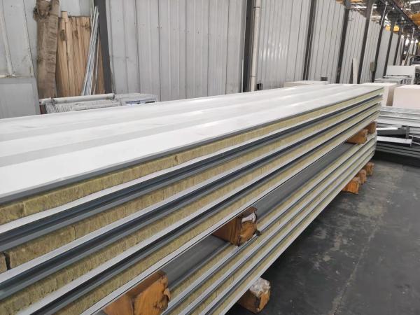 White Color Steel Sheet Rock Wool Sandwich Roof Panel Easy Installation Rock Wool Sandwich Roof Panel For Construction