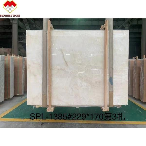 Natural Translucent Ice Age Onyx Marble Slab for Backlit Wall Panel Table Top in Hotels