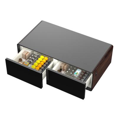 Living Room Furniture Coffee Table with Fridge Drawer and Tempered Glass Touch Control