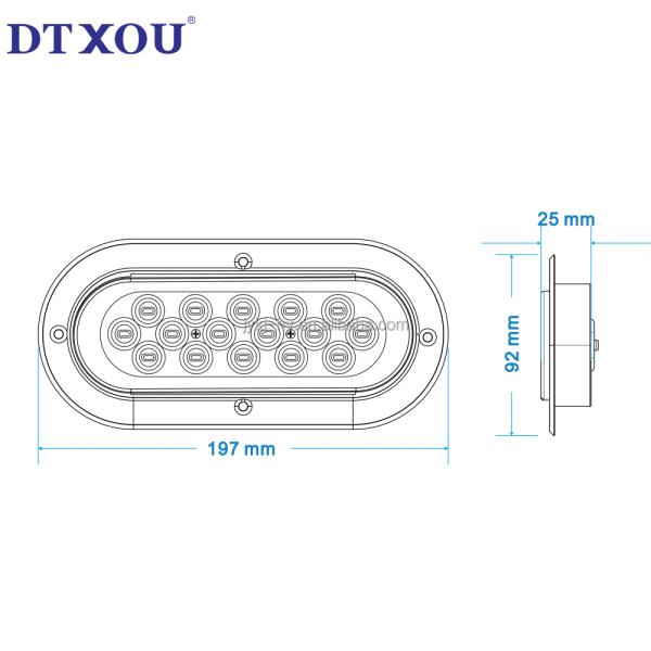 Universal 12/24v 6 Inch 22 Led Oval Tail Lights Stop Brake Led Taillights
