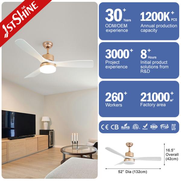 Support Dimmer 52 pouces ventilateur de plafond LED avec lames ABS et design de couleur fantaisie