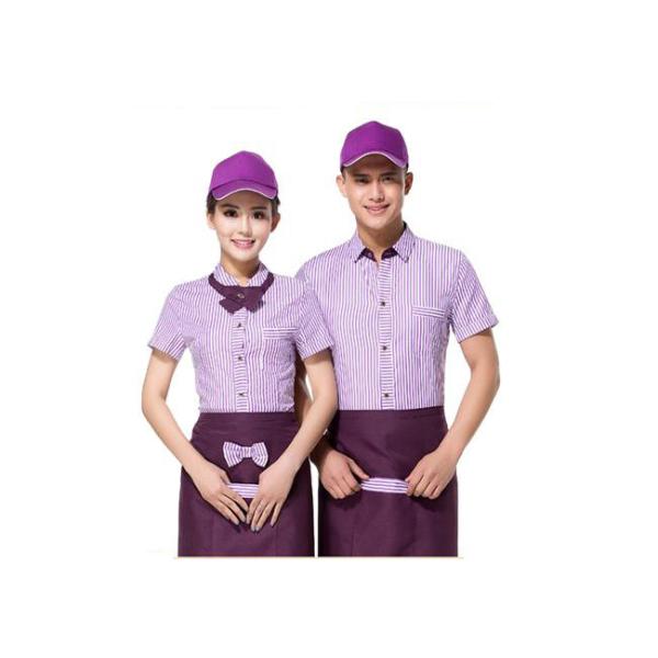 Professional Restaurant Staff Uniform , Short Sleeve Stylish Restaurant Uniforms