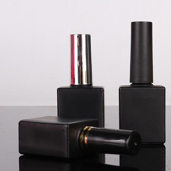 Garrafa cosmética de vidro de empacotamento preta do verniz para as unhas dos recipientes do gel UV com escova
