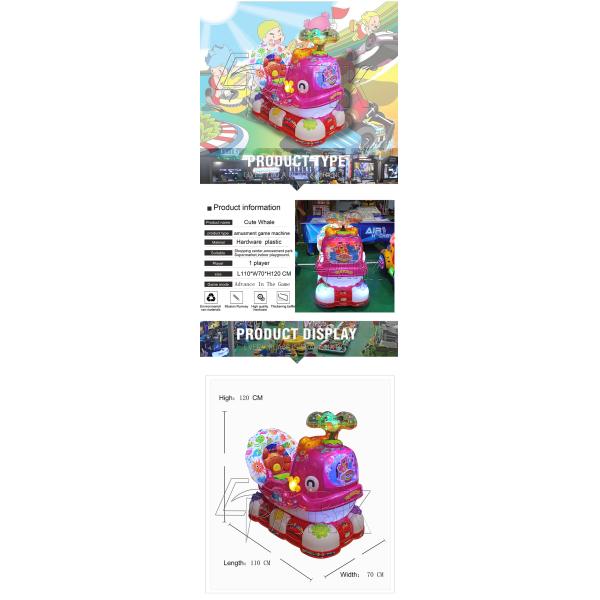 Cute Whale Plastic Material Coin Operated Game Machine / Kids Carnival Rides