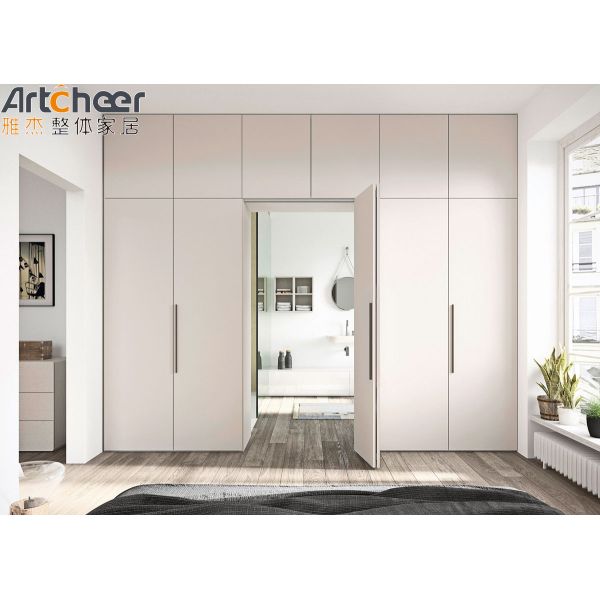 Modern Wardrobe with Melamine Finish Hidden Door and Customized Size for Bedroom and Hotel