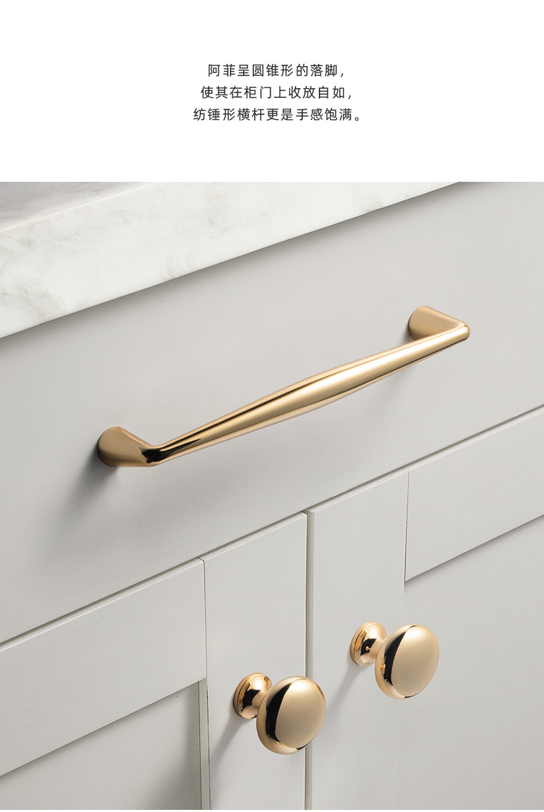 Contemporary Gold Brass Zinc Pull Handles & Door Knobs for Exterior Outdoor Kitchen Bedroom Bathroom-Easy Installation