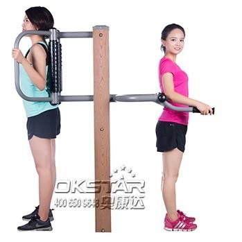 china outdoor park gym equipment  wood outdoor back stretching device