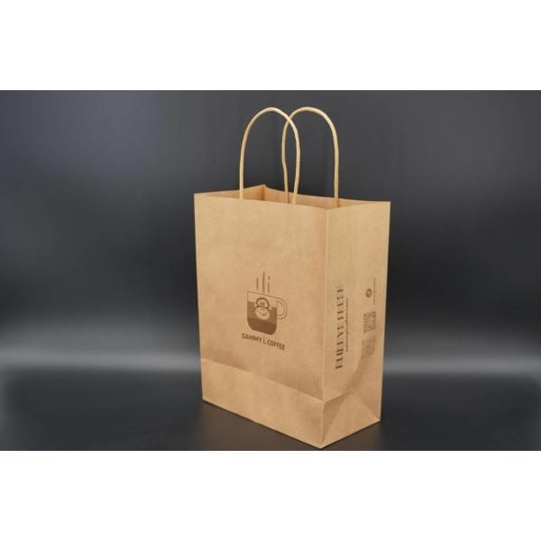 Takeaway Eco Paper Bags Brown Kraft Paper Shopping Bag Customized